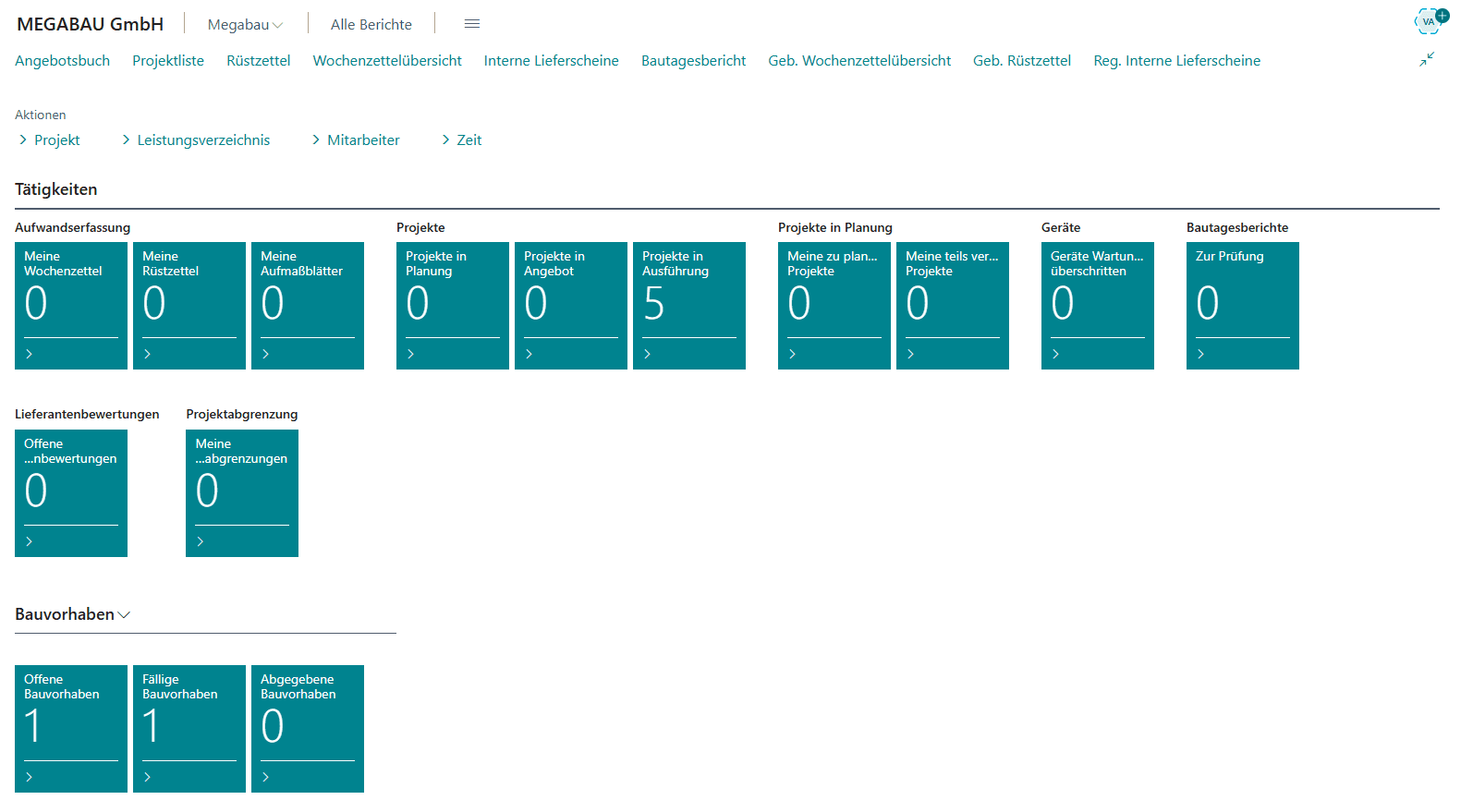 Megabau Software Oberfläche